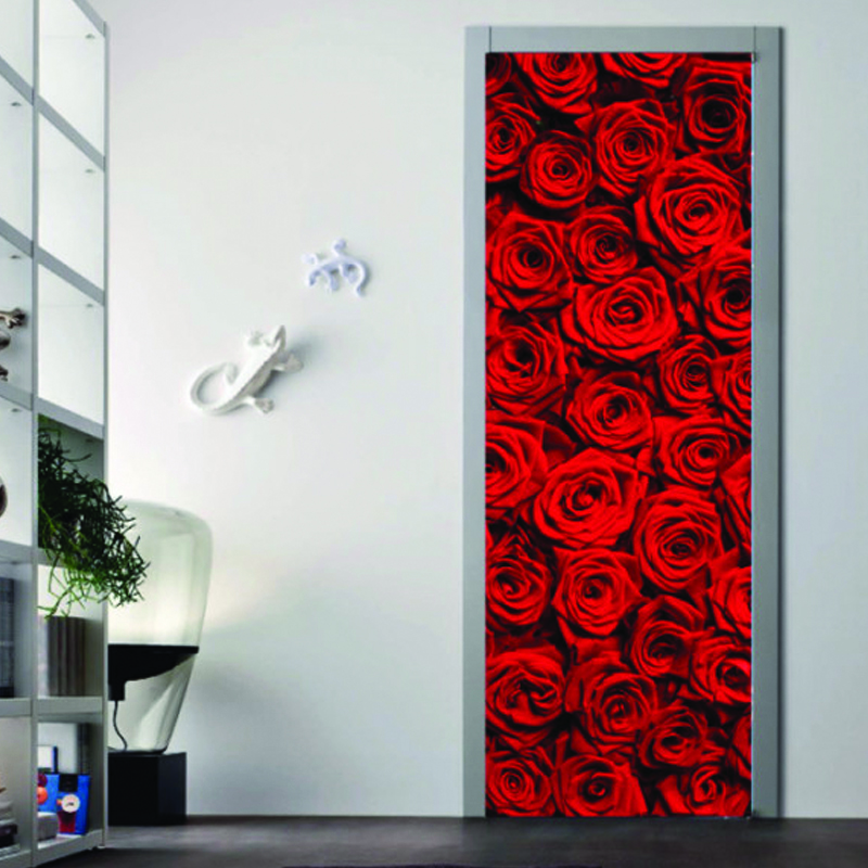 Αυτοκόλλητο πόρτας με Κόκκινα τριαντάφυλλα